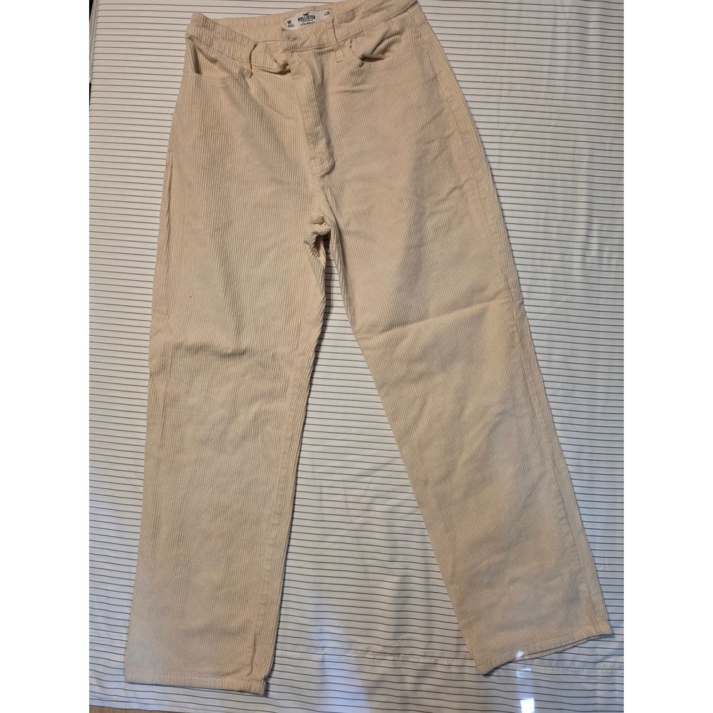 1253 Hollister Ultra High-Rise Corduroy Wide Leg Pants Cream Off-White 9R W29